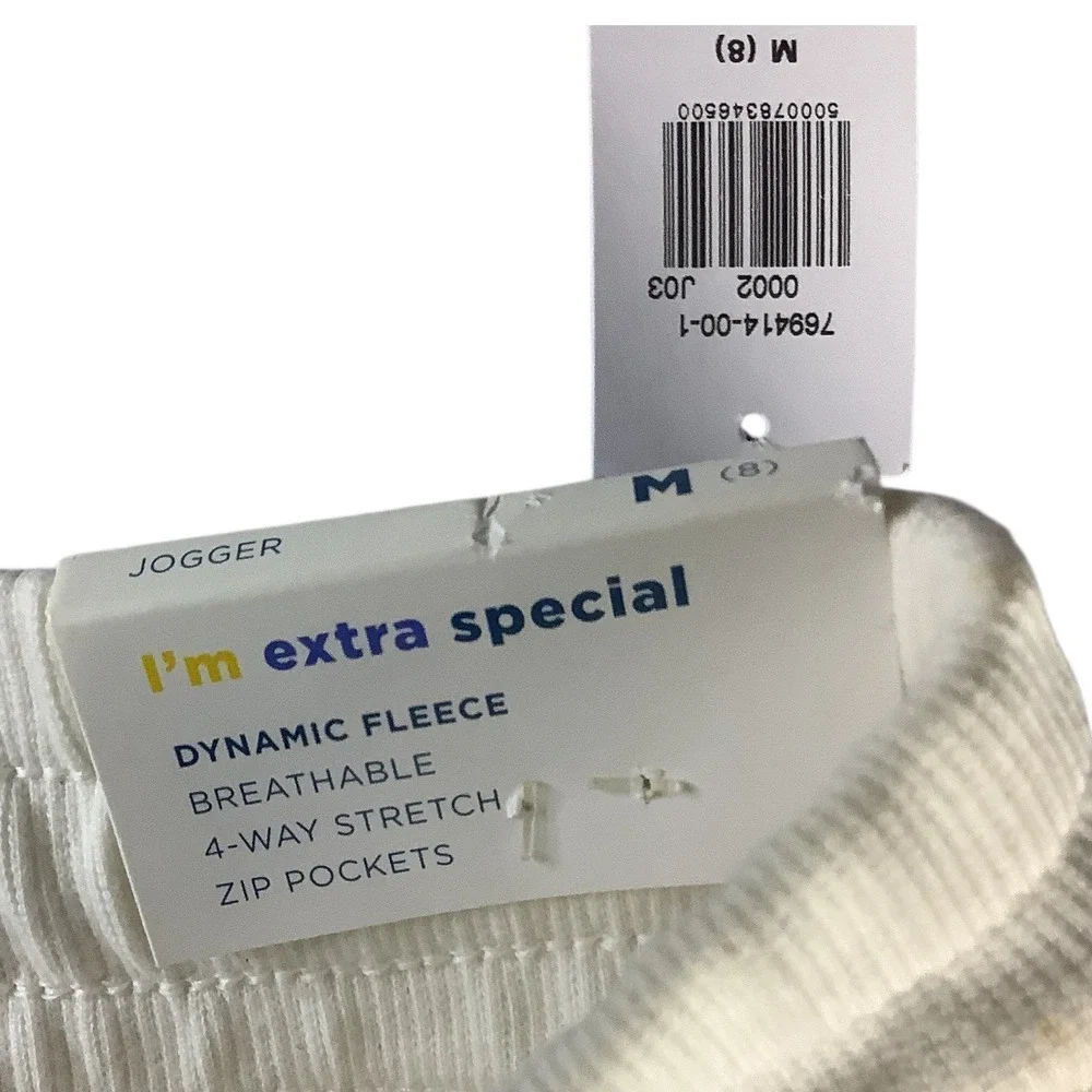 Old Navy Active Girls Jogger Pants Dynamic Fleece‎ Beige Size M/8 Zip Pockets